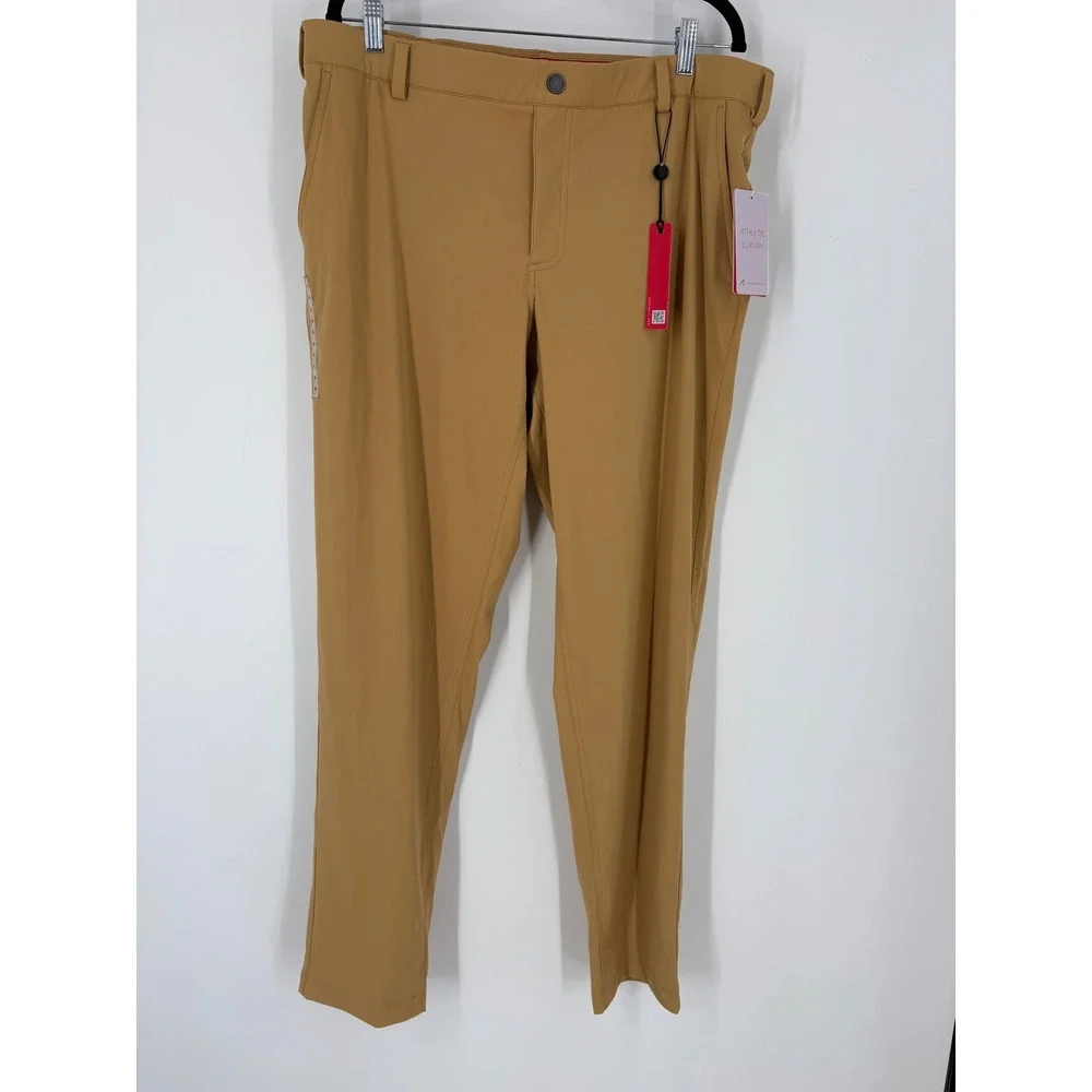 Redvanly Bradley Trouser Mens XL Cappuccino Tan Athletic Luxury Golf Pants R2370